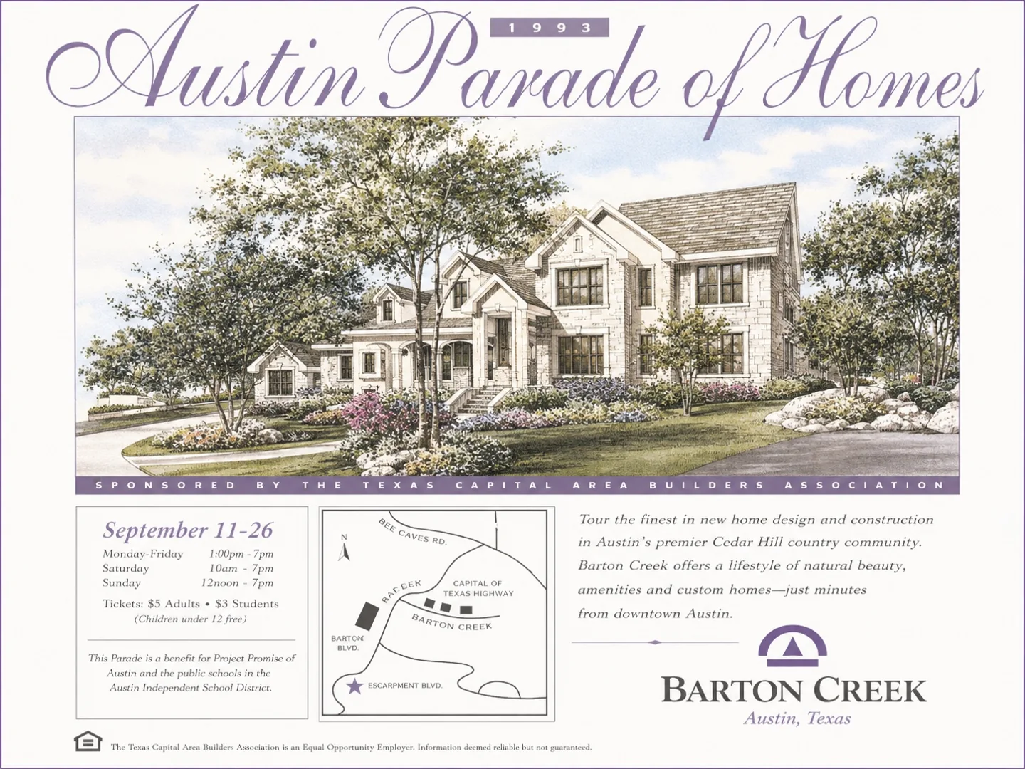 1993 Austin Parade of Homes advertisement at Barton Creek