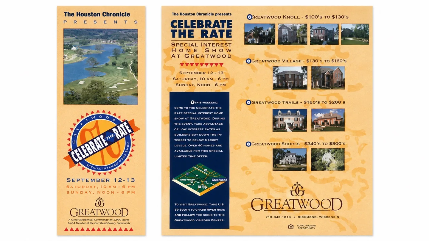 Houston Chronicle Celebrate the Rate home show campaign at Greatwood