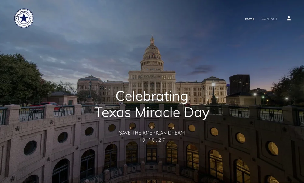 Texas Miracle Day concept presentation featuring the Texas State Capitol.